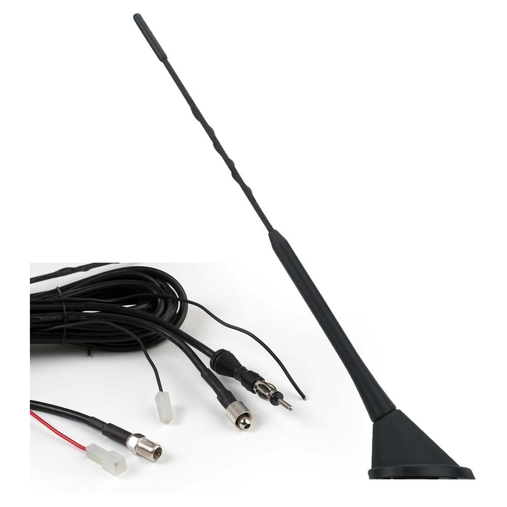 Κεραία οροφής αυτοκινήτου με ενισχυτή, στέλεχος 29 Cm Fiberglass, Κλίση 60° και καλώδιο 5m - 08.009 Phonocar