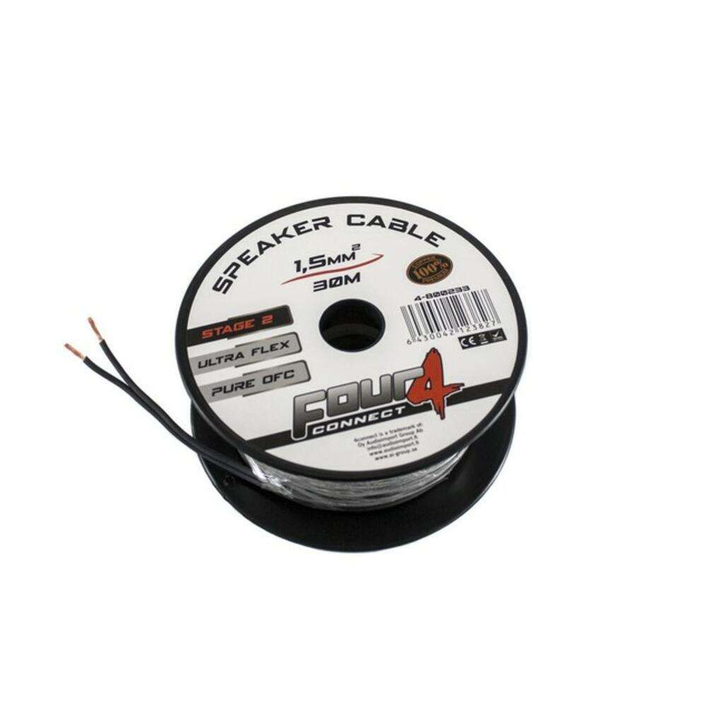 Καλώδιο ηχείων 2X1.5mm 100% OFC copper (30m) - Four Connect 4-800233