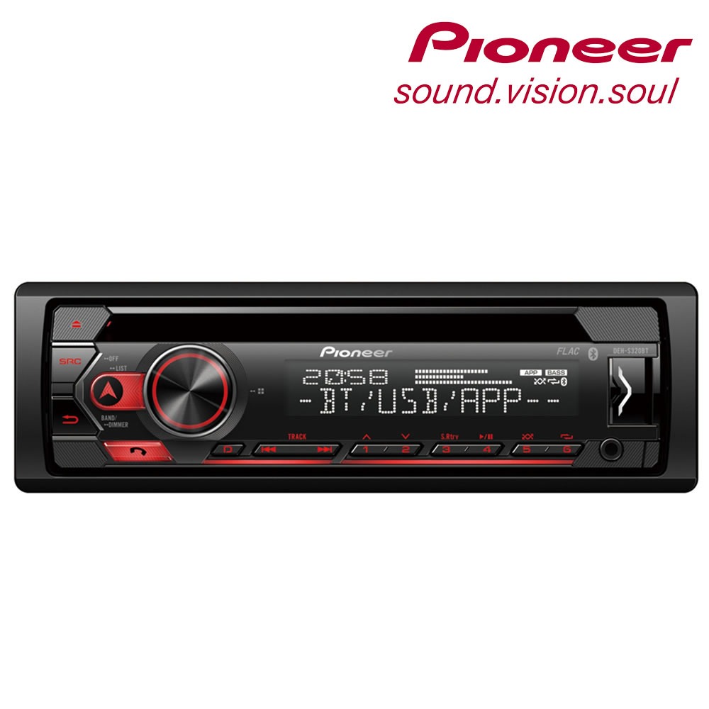 Pioneer DEH-S320BT - Ράδιο με Bluetooth®, CD, USB, AUX, κόκκινο φωτισμό, συμβατό με συσκευές Android