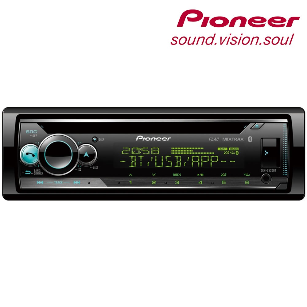 Pioneer DEH-S520BT - Ράδιο με Bluetooth®, CD, USB, AUX, ρυθμιζόμενο φωτισμό, συμβατό με συσκευές Apple και Android