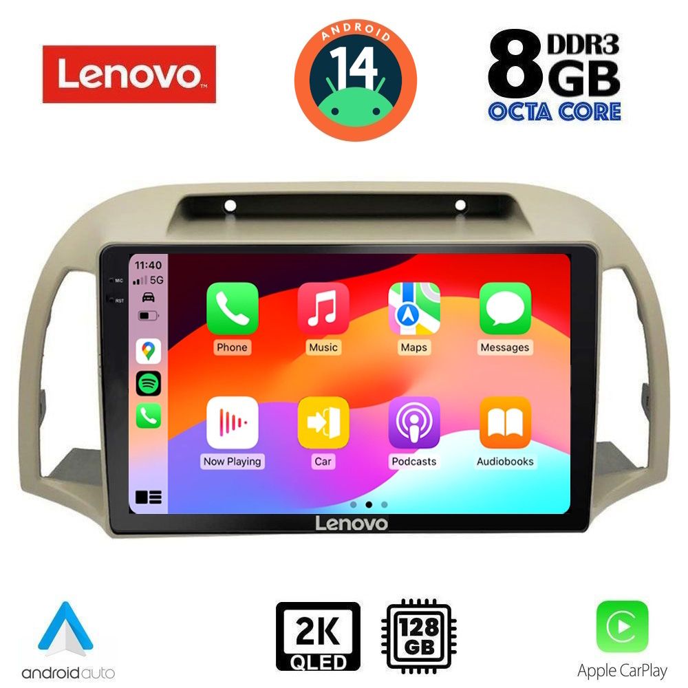 Nissan Micra K12 (2002 - 2012) Οθόνη αυτοκινήτου με Car Play - Android Auto - Lenovo SSW 10457_CPA (9inc)