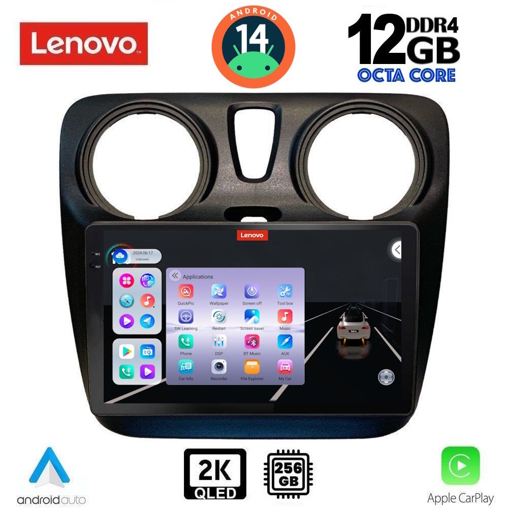 LENOVO SSZ 12112_CPA (9inc) - Οθόνη Dacia Dokker 2012 – 2020 με Car Play, Android Auto, BT, GPS