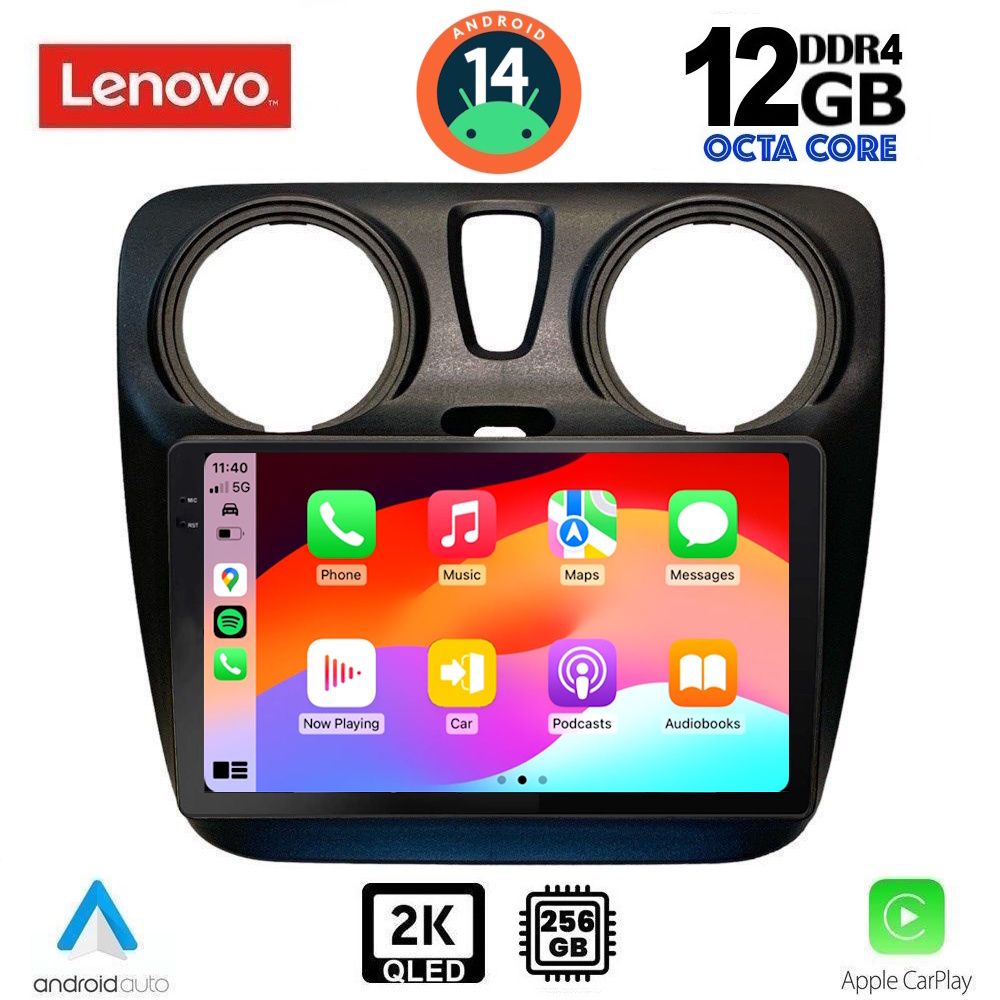 LENOVO SSZ 12112_CPA (9inc) - Οθόνη Dacia Dokker 2012 – 2020 με Car Play, Android Auto, BT, GPS