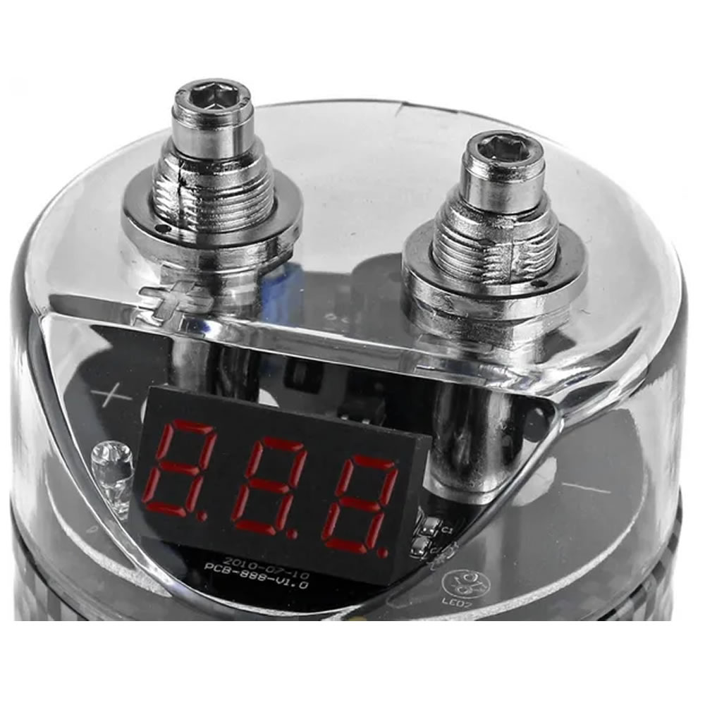 Πυκνωτής ηχοσυστήματος αυτοκινήτου 2 Farad, με βολτόμετρο - Stinger SSCAP2M