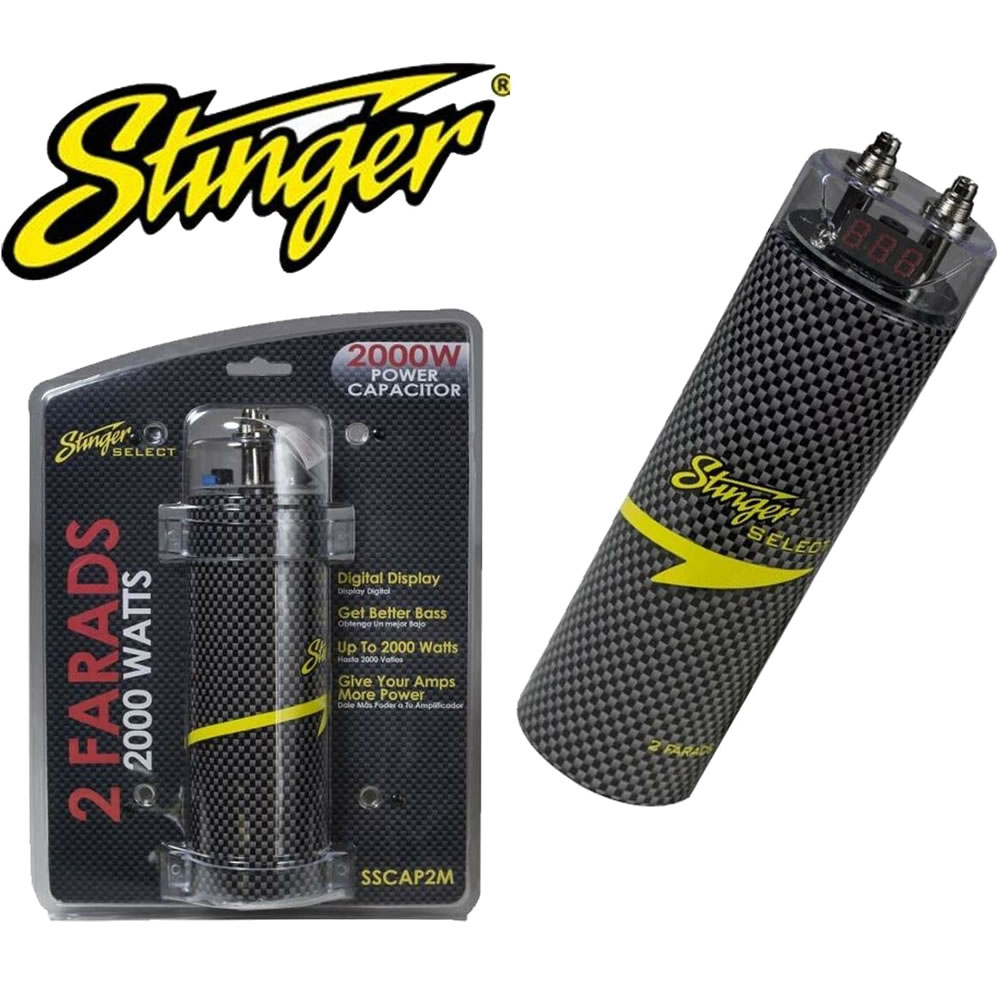 Πυκνωτής ηχοσυστήματος αυτοκινήτου 2 Farad, με βολτόμετρο - Stinger SSCAP2M