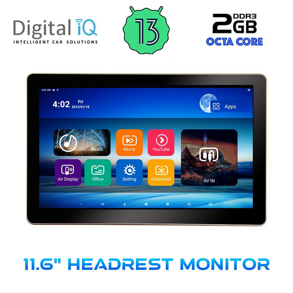DIGITAL IQ CV4010_HR (11.6”) - Οθόνη για προσκέφαλο αυτοκινήτου