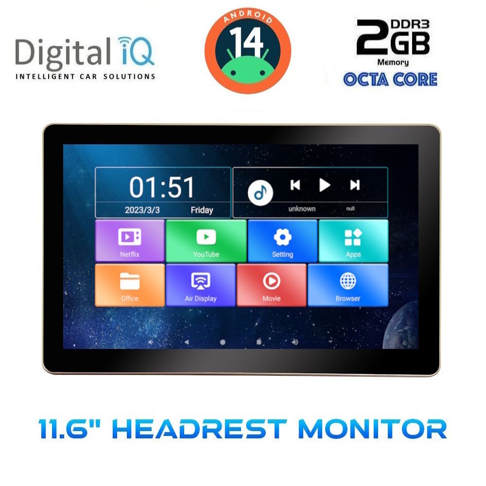 DIGITAL IQ CV4010_HR (11.6” HEADREST MONITOR) - DIQ_CV_4010