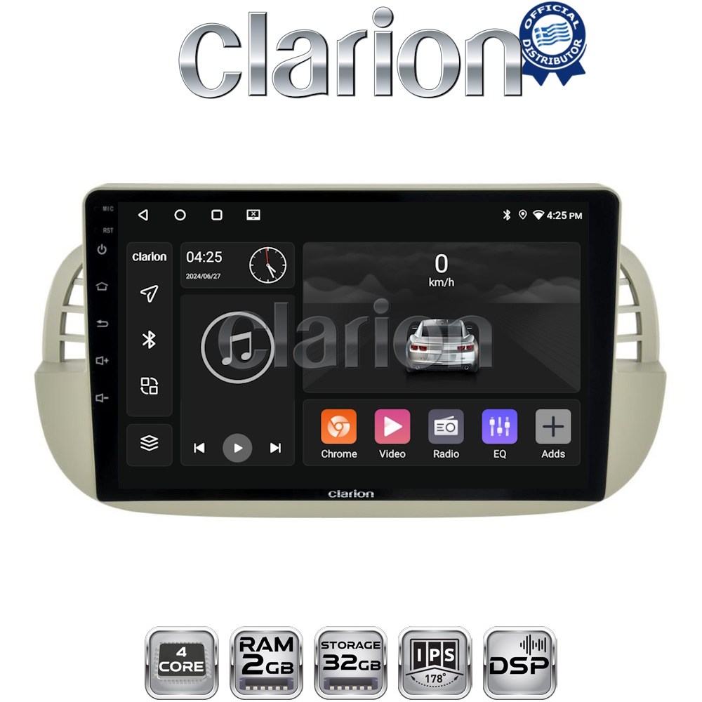 CLARION GL31315 Οθόνη OEM Multimedia Αυτοκινήτου για Fiat 500 2007 > 2016 με CarPlay, AndroidAuto, BT, GPS