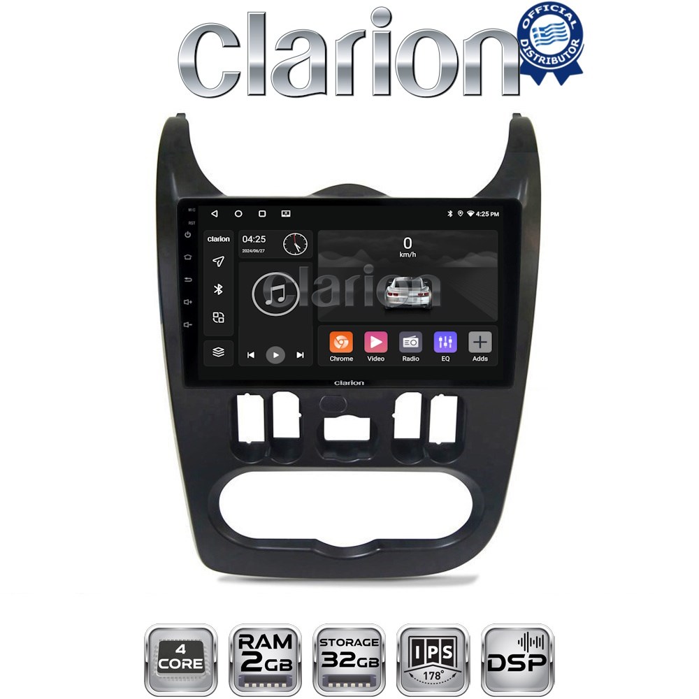 CLARION GL31432B - Οθόνη Dacia Duster, Logan, Sandero 2010 – 2012 με CarPlay, AndroidAuto, BT, GPS