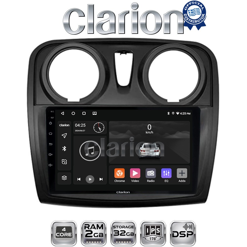 CLARION GL31457 Οθόνη OEM Multimedia Αυτοκινήτου για Dacia Santero, Logan 2012 - 2019 με CarPlay, AndroidAuto, BT, GPS