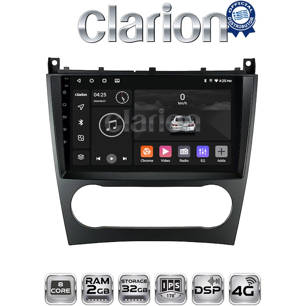 CLARION GL71093 Οθόνη OEM Multimedia Αυτοκινήτου για MERCEDES C class (W203) – CLC  2004>2008 με CarPlay, AndroidAuto, BT, GPS
