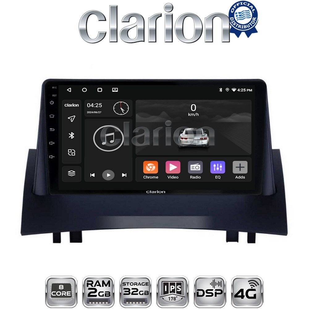 CLARION GL71138 Οθόνη OEM Multimedia Αυτοκινήτου για Renault Megane2 2002 > 2008 με CarPlay, AndroidAuto, BT, GPS