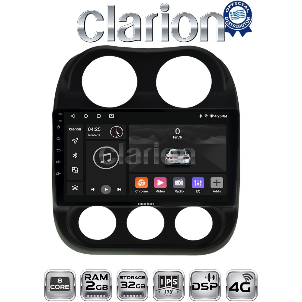 CLARION GL71252 - Οθόνη Jeep Compass 2012 - 2016 με Car Play, Android Auto, BT, GPS