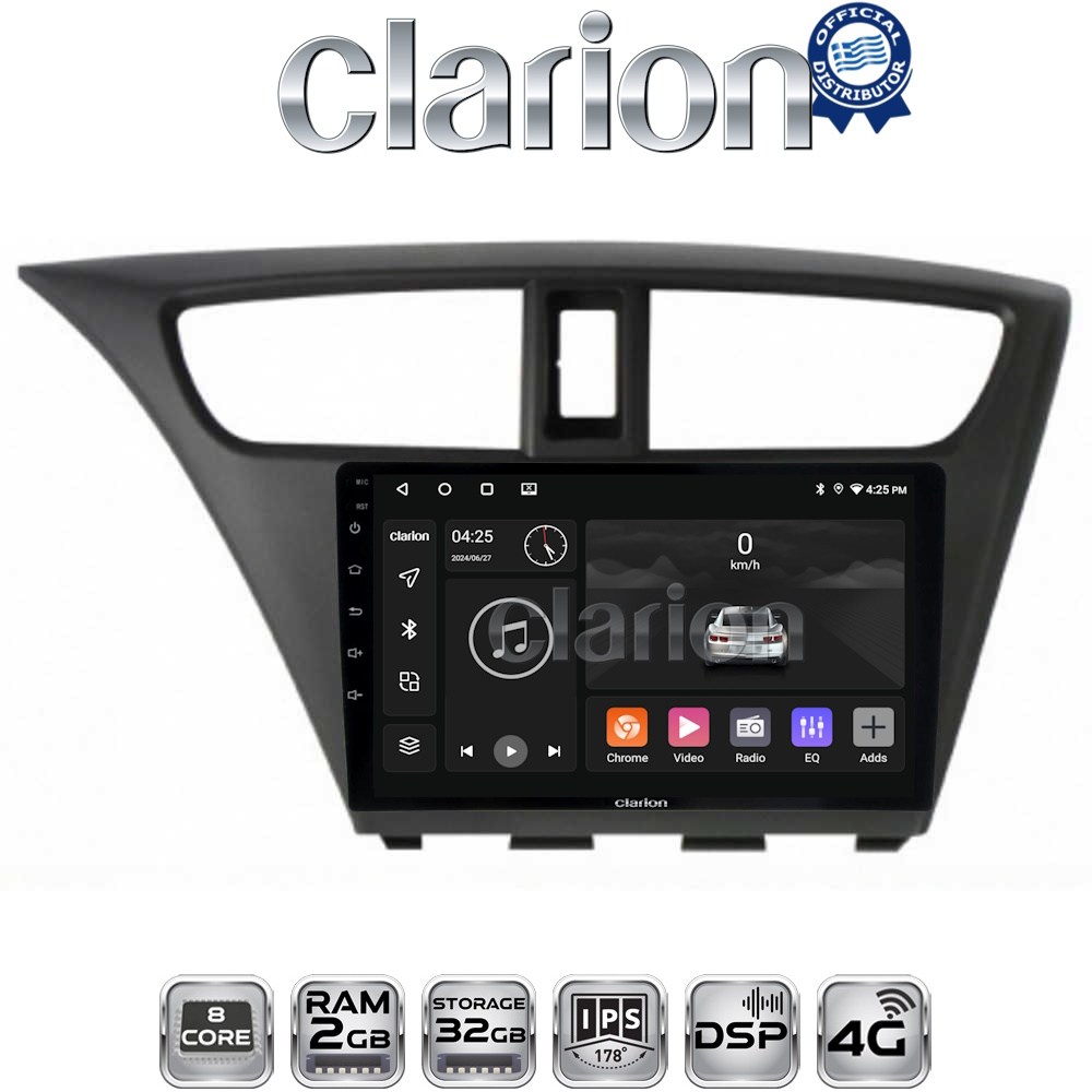 CLARION GL71389 Οθόνη OEM Multimedia Αυτοκινήτου για Honda Civic 2012 > 2016 με CarPlay, AndroidAuto, BT, GPS