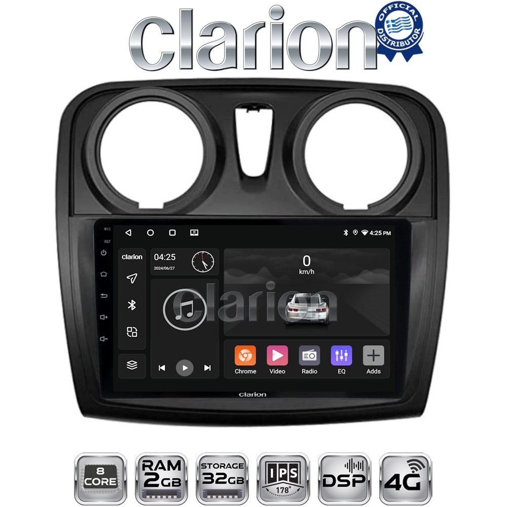 CLARION GL71457 Οθόνη OEM Multimedia Αυτοκινήτου για Dacia Santero, Logan 2012 - 2019 με CarPlay, AndroidAuto, BT, GPS