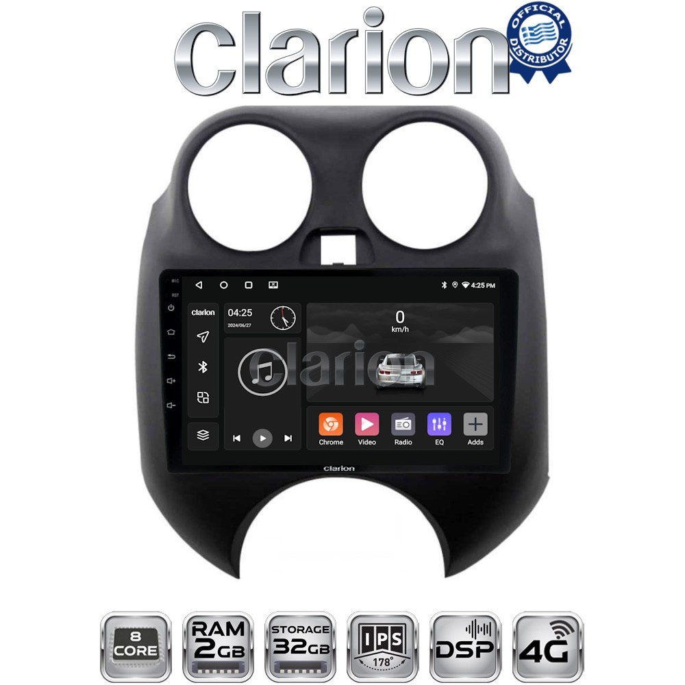 CLARION GL71459 Οθόνη OEM Multimedia Αυτοκινήτου για Nissan Micra 2010 > 2014 με CarPlay, AndroidAuto, BT, GPS