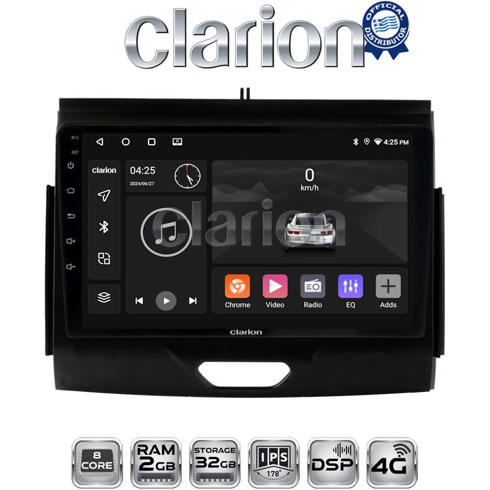 CLARION GL71576B Οθόνη OEM Multimedia Αυτοκινήτου για FORD RANGER 2017 - 2022 με CarPlay, AndroidAuto, BT, GPS