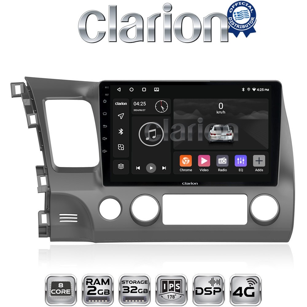 CLARION GL71644 Οθόνη OEM Multimedia Αυτοκινήτου για HONDA CIVIC 4πορτο 2006>2013 με CarPlay, AndroidAuto, BT, GPS