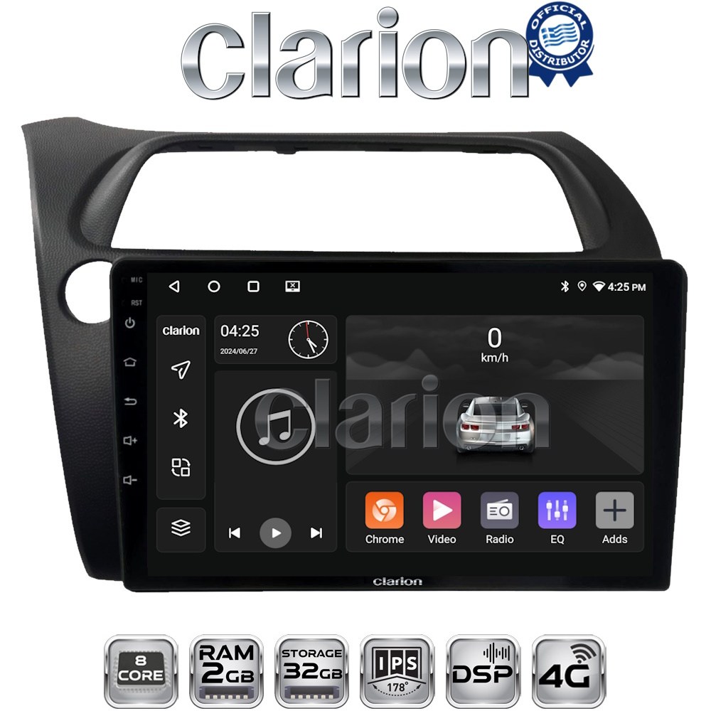 CLARION GL71744 Οθόνη OEM Multimedia Αυτοκινήτου για HONDA CIVIC 3/5D 2006-2012 με CarPlay, AndroidAuto, BT, GPS
