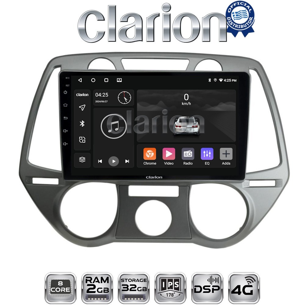 CLARION GL71838 Οθόνη OEM Multimedia Αυτοκινήτου για Hyundai i20 2008 - 2013 με CarPlay, AndroidAuto, BT, GPS