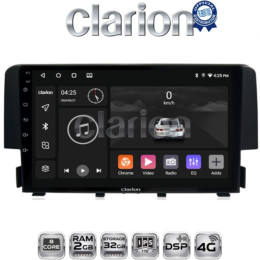 CLARION GL71941 Οθόνη OEM Multimedia Αυτοκινήτου για HONDA CIVIC 2016> με CarPlay, AndroidAuto, BT, GPS