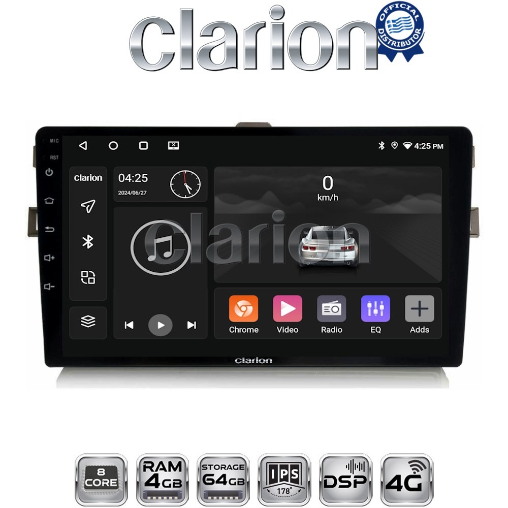 CLARION GL72028 Οθόνη OEM Multimedia Αυτοκινήτου για Toyota Auris 2007 > 2012  με CarPlay, AndroidAuto, BT, GPS