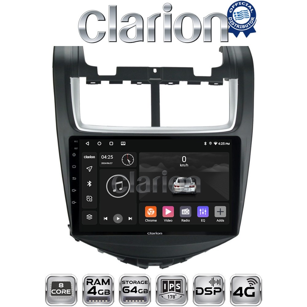 CLARION GL72108 Οθόνη OEM Multimedia Αυτοκινήτου για Chevrolet Aveo 2014>2017 με CarPlay, AndroidAuto, BT, GPS
