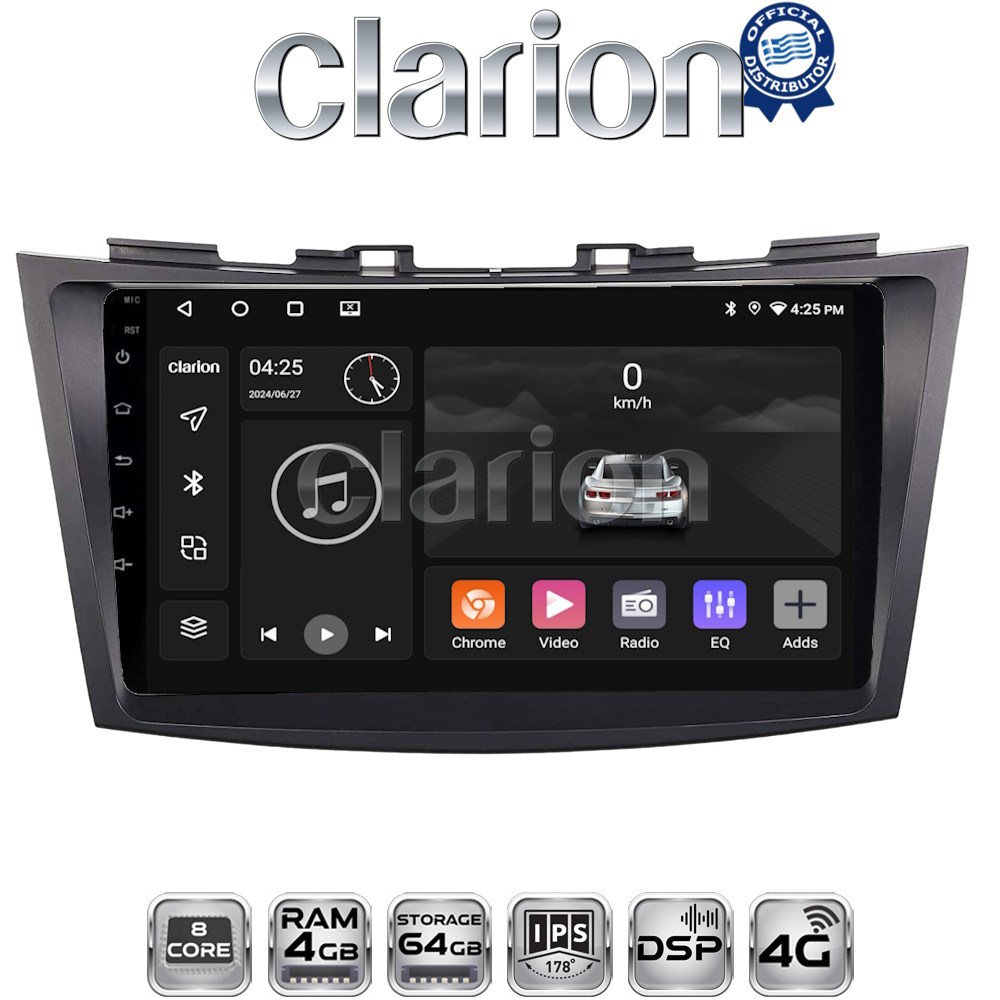 CLARION GL72179 Οθόνη OEM Multimedia Αυτοκινήτου για SUZUKI SWIFT 2011>2016 με CarPlay, AndroidAuto, BT, GPS