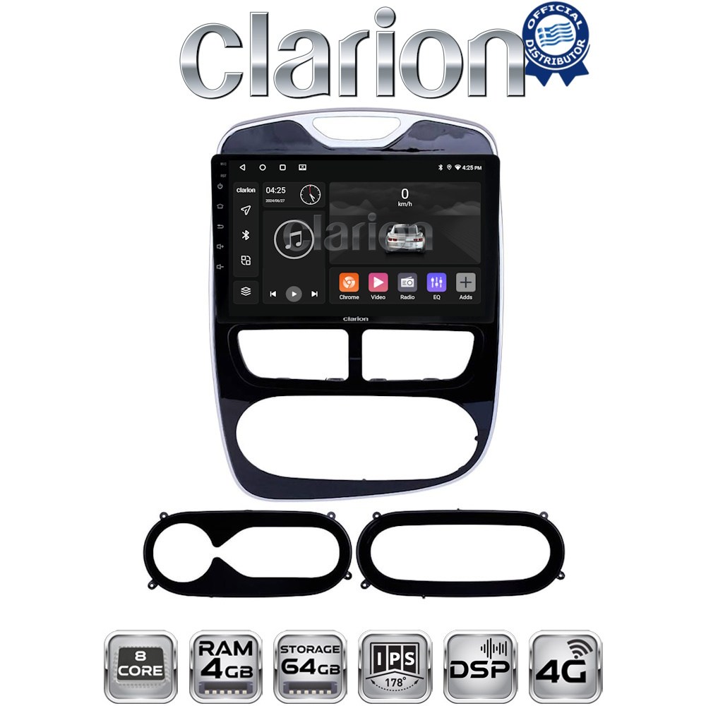 CLARION GL72320 Οθόνη OEM Multimedia Αυτοκινήτου για RENAULT CLIO 2012 > 2015  με CarPlay, AndroidAuto, BT, GPS