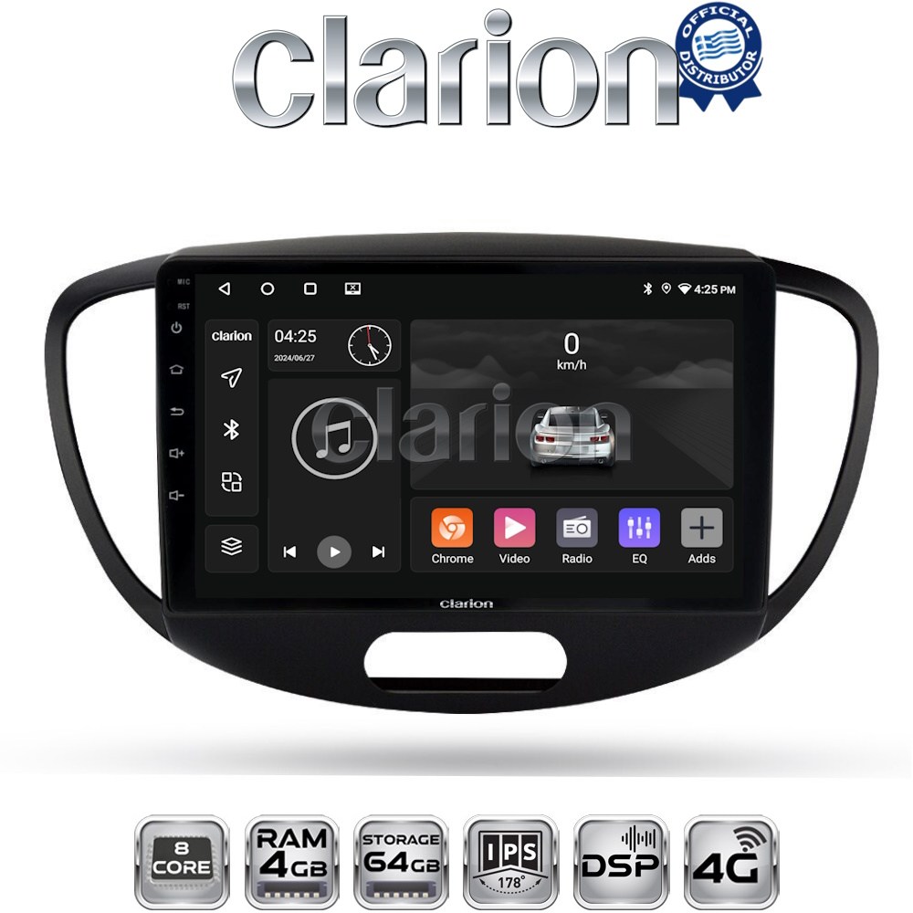 CLARION GL72455 Οθόνη OEM Multimedia Αυτοκινήτου για Hyundai I10 2008 - 2013 με CarPlay, AndroidAuto, BT, GPS