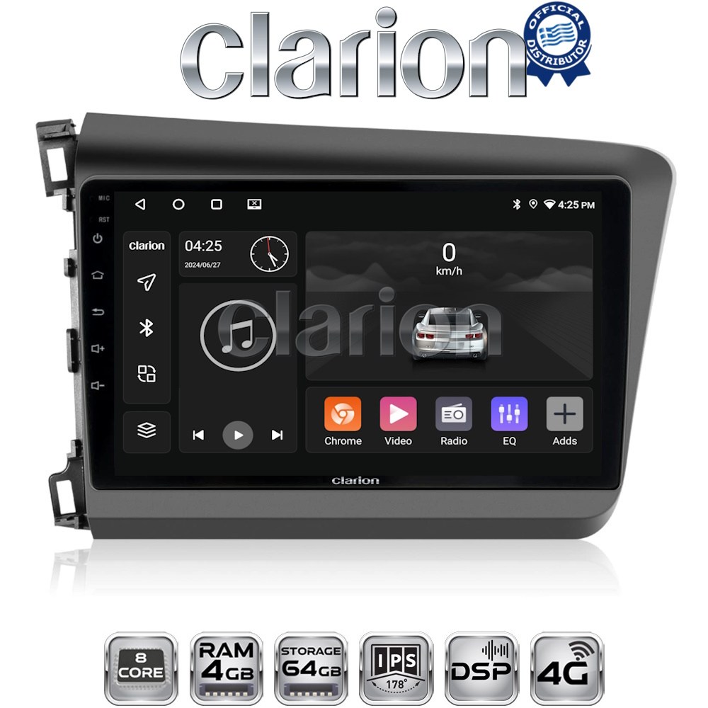 CLARION GL72630 Οθόνη OEM Multimedia Αυτοκινήτου για Honda Civic 2012 > 2016 με CarPlay, AndroidAuto, BT, GPS