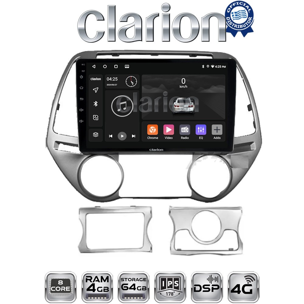 CLARION GL72839 Οθόνη OEM Multimedia Αυτοκινήτου για Hyundai i20 2008 - 2013 με CarPlay, AndroidAuto, BT, GPS
