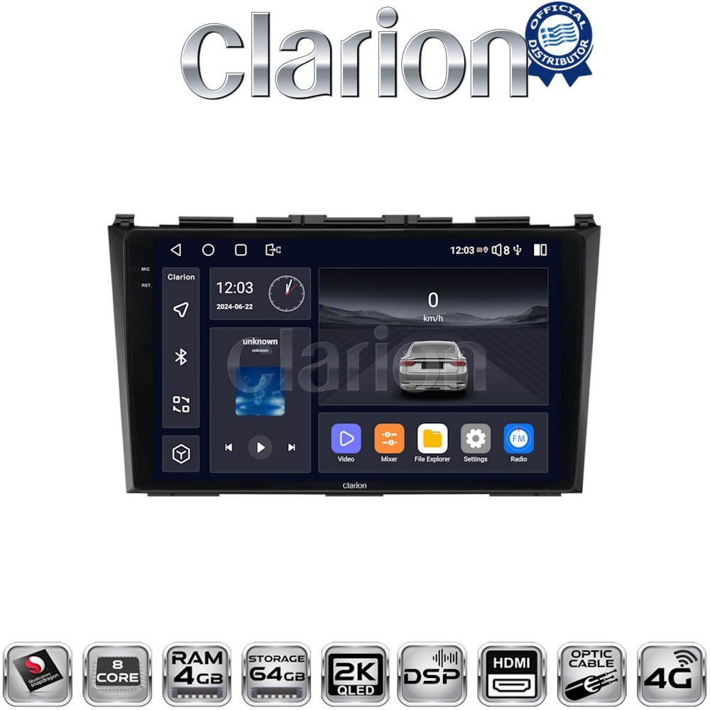 CLARION GL74009 Οθόνη OEM Multimedia Αυτοκινήτου για HONDA CRV 2005>2012 με CarPlay, AndroidAuto, BT, GPS