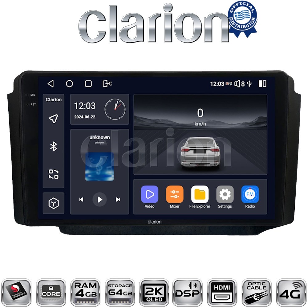 CLARION GL74013 Οθόνη OEM Multimedia Αυτοκινήτου για Ssangyong Rexton 2002>2006με CarPlay, AndroidAuto, BT, GPS