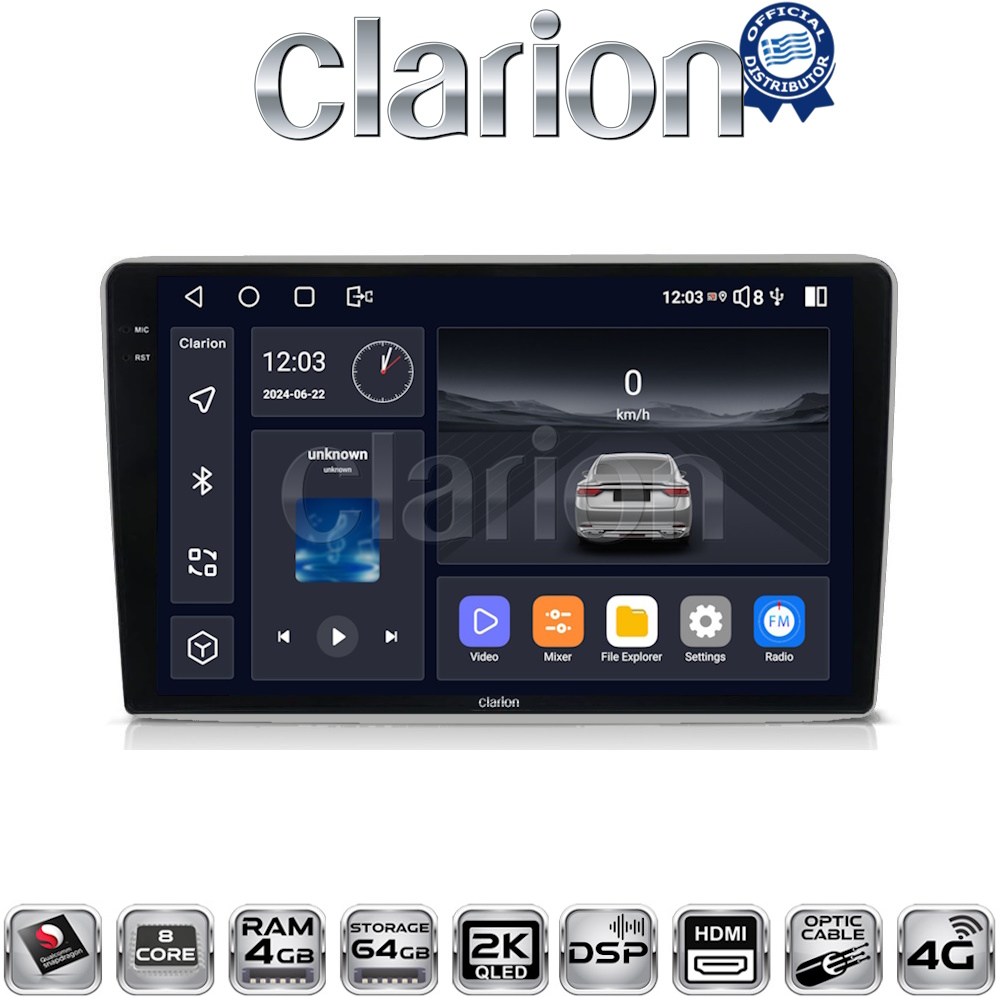 CLARION GL74019S Οθόνη OEM Multimedia Αυτοκινήτου για OPEL με CarPlay, AndroidAuto, BT, GPS