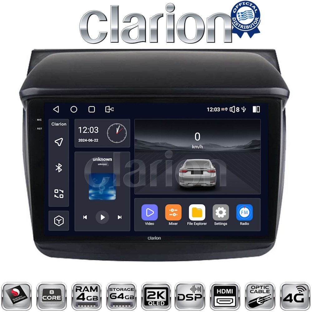 CLARION GL74094 Οθόνη OEM Multimedia Αυτοκινήτου για MITSUBISHI L200 2006 > 2014 με CarPlay, AndroidAuto, BT, GPS