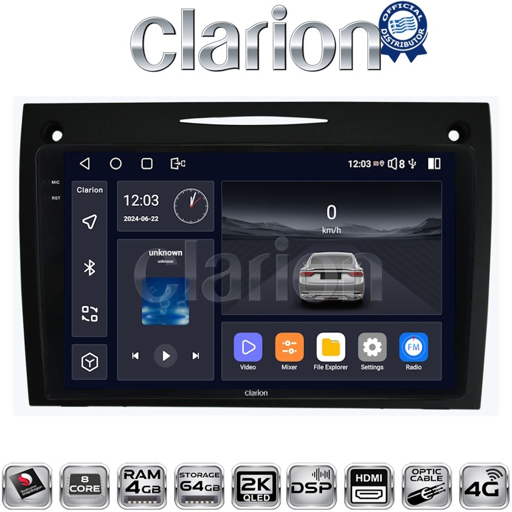 CLARION GL74096 Οθόνη OEM Multimedia Αυτοκινήτου για Mercedes SLK (W171) με CarPlay, AndroidAuto, BT, GPS