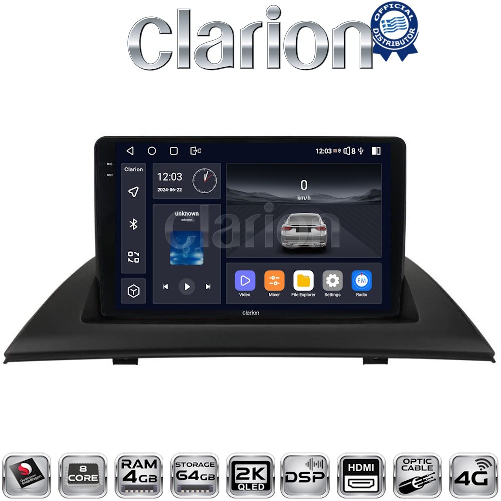 CLARION GL74103 Οθόνη OEM Multimedia Αυτοκινήτου για BMW X3 2003 > 2010 με CarPlay, AndroidAuto, BT, GPS