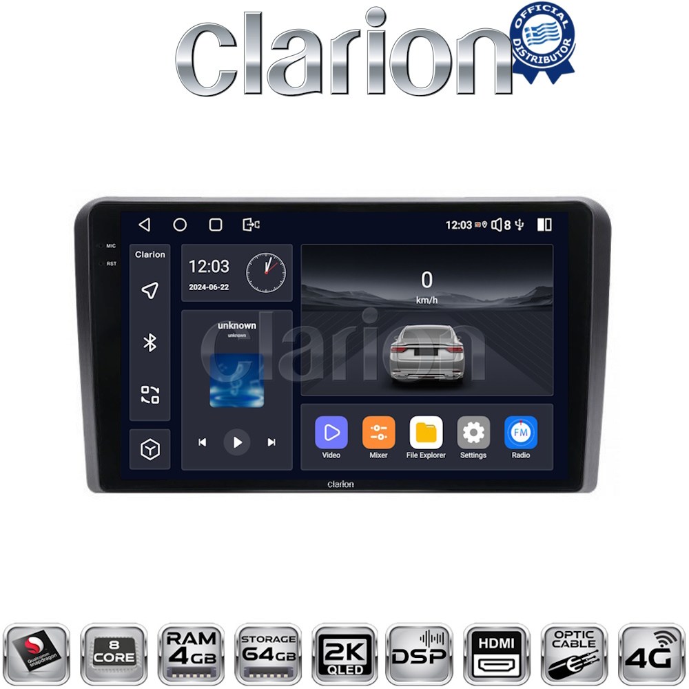CLARION GL74190 Οθόνη OEM Multimedia Αυτοκινήτου για PEUGEOT 308 2013> με CarPlay, AndroidAuto, BT, GPS