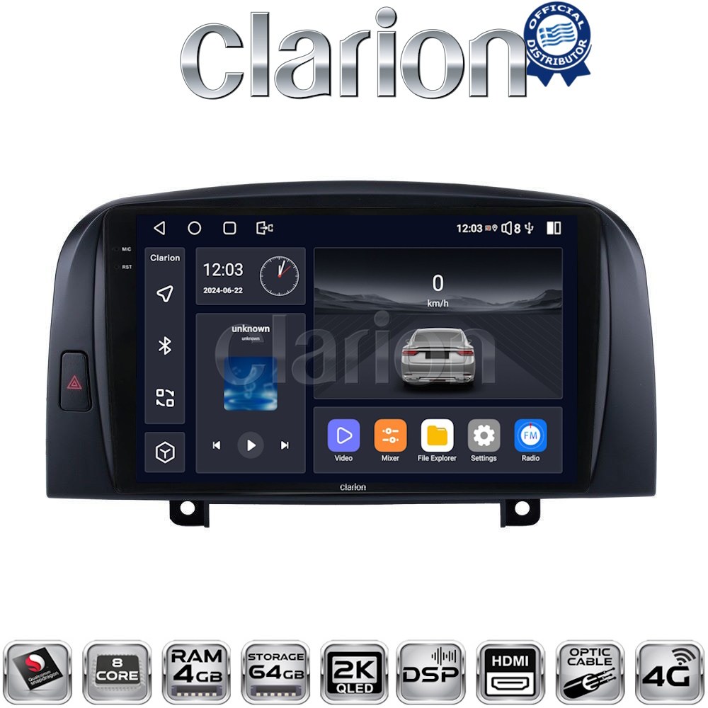 CLARION GL74247 Οθόνη OEM Multimedia Αυτοκινήτου για Hyundai Sonata 2006 - 2009 με CarPlay, AndroidAuto, BT, GPS