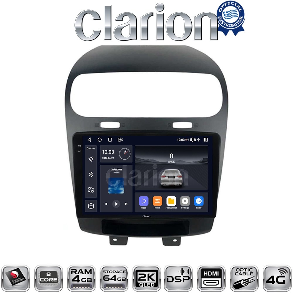 CLARION GL74261 Οθόνη OEM Multimedia Αυτοκινήτου για Fiat Freemont 2008> με CarPlay, AndroidAuto, BT, GPS
