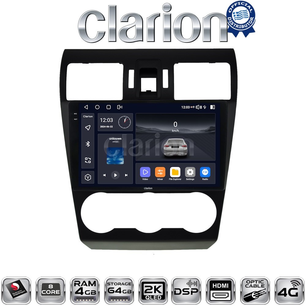 CLARION GL74262B Οθόνη OEM Multimedia Αυτοκινήτου για Subaru Impreza, Forester, XV 2013 - 2018 με CarPlay, AndroidAuto, BT, GPS