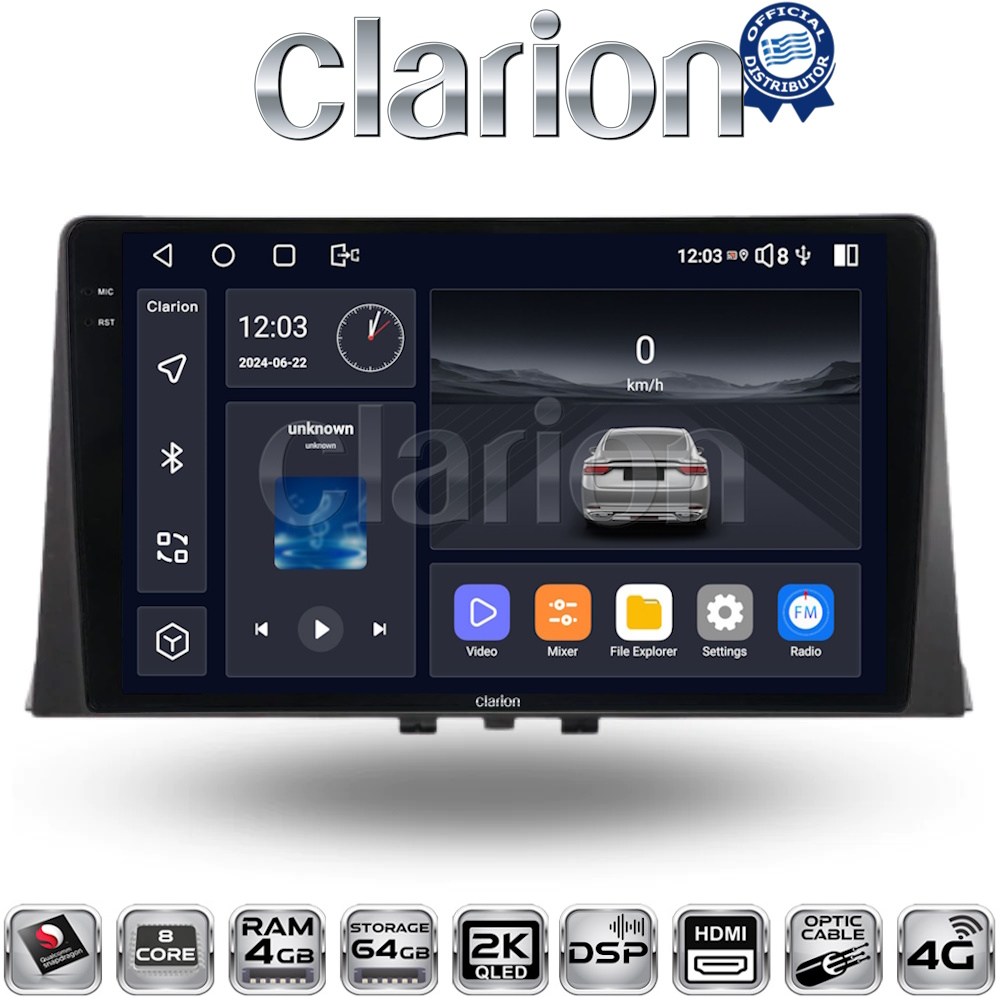 CLARION GL74330 Οθόνη OEM Multimedia Αυτοκινήτου για CITROEN BERLINGO - PEUGEOT PARTNER 2019> με CarPlay, AndroidAuto, BT, GPS
