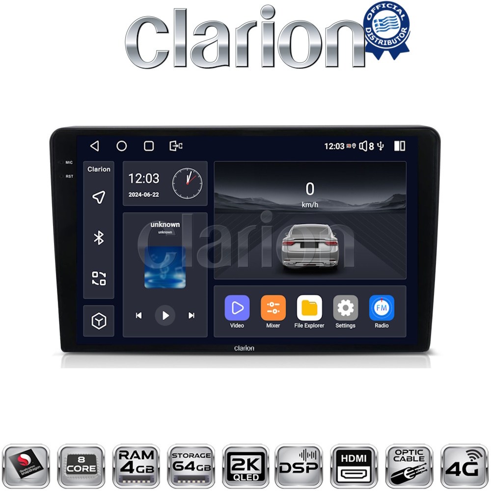 CLARION GL74332 Οθόνη OEM Multimedia Αυτοκινήτου για VW Golf4 1998 > 2004 με CarPlay, AndroidAuto, BT, GPS
