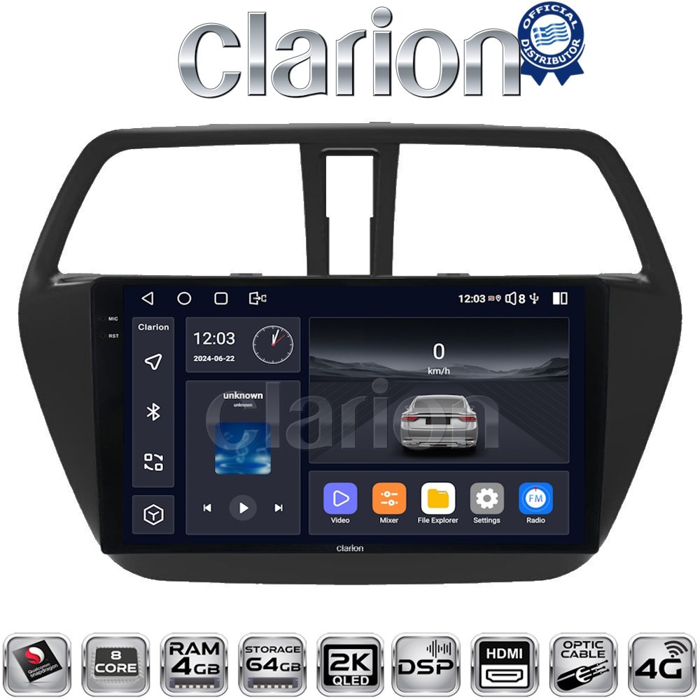 CLARION GL74337 Οθόνη OEM Multimedia Αυτοκινήτου για Suzuki SX4 S-Cross 2014 - 2020 με CarPlay, AndroidAuto, BT, GPS