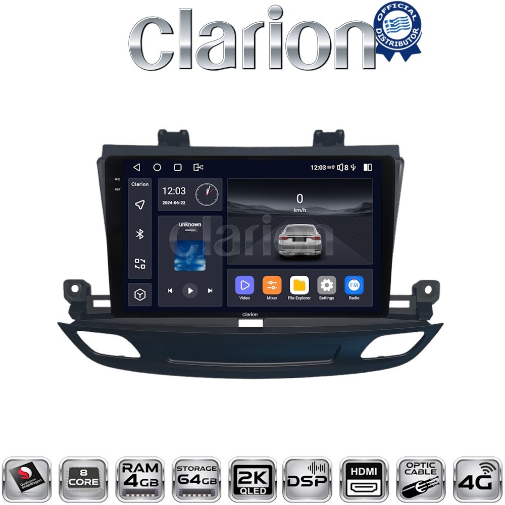CLARION GL74339 Οθόνη OEM Multimedia Αυτοκινήτου για Opel Insignia 2018 > με CarPlay, AndroidAuto, BT, GPS