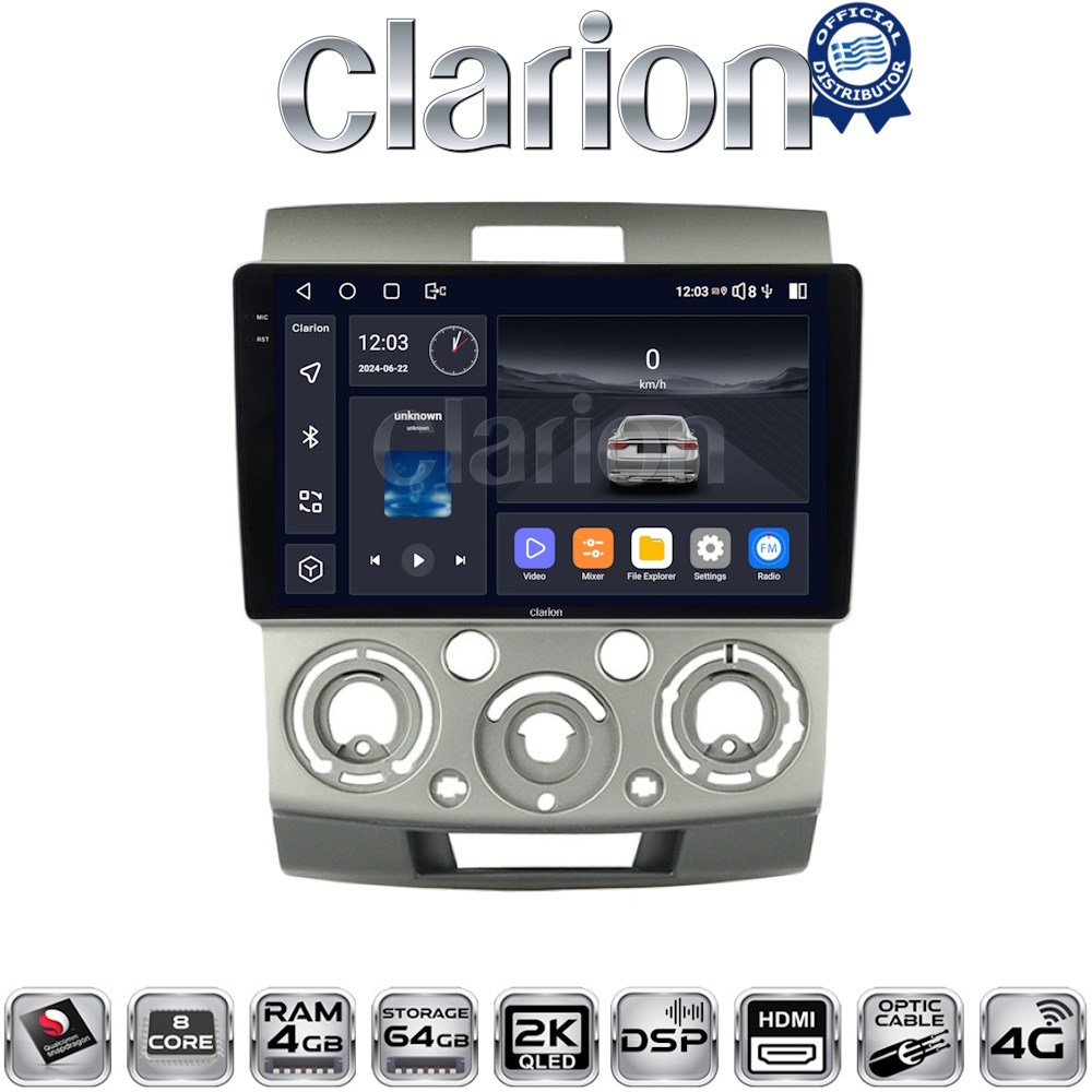 CLARION GL74360 Οθόνη OEM Multimedia Αυτοκινήτου για MAZDA BT 50  & FORD RANGER 2006>2011 με CarPlay, AndroidAuto, BT, GPS