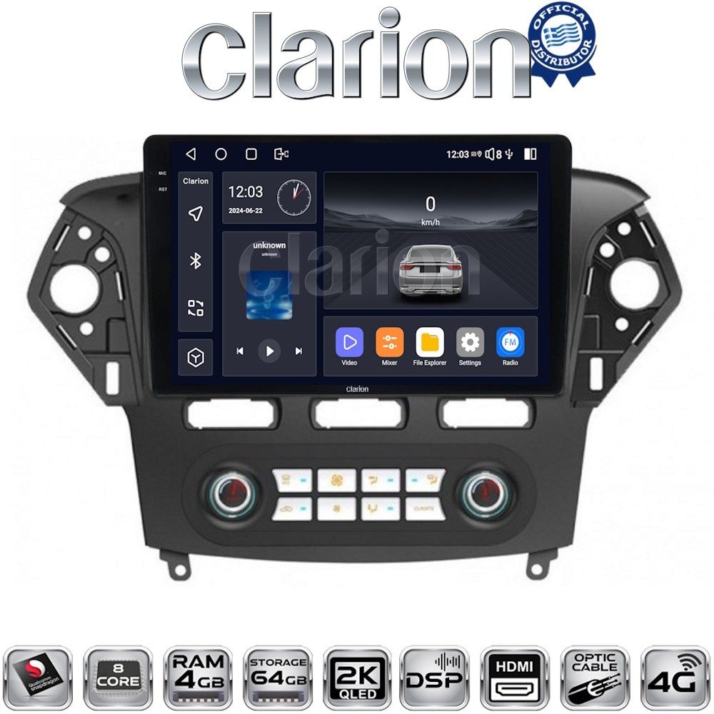 CLARION GL74368C Οθόνη OEM Multimedia Αυτοκινήτου για Ford Mondeo 2010 > 2013 με CarPlay, AndroidAuto, BT, GPS