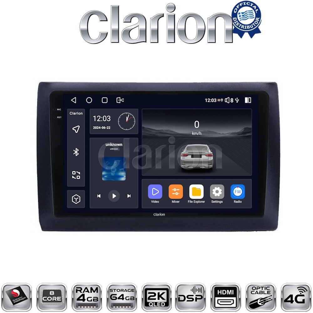 CLARION GL74466 Οθόνη OEM Multimedia Αυτοκινήτου για Fiat Stilo 2001 > 2007 με CarPlay, AndroidAuto, BT, GPS