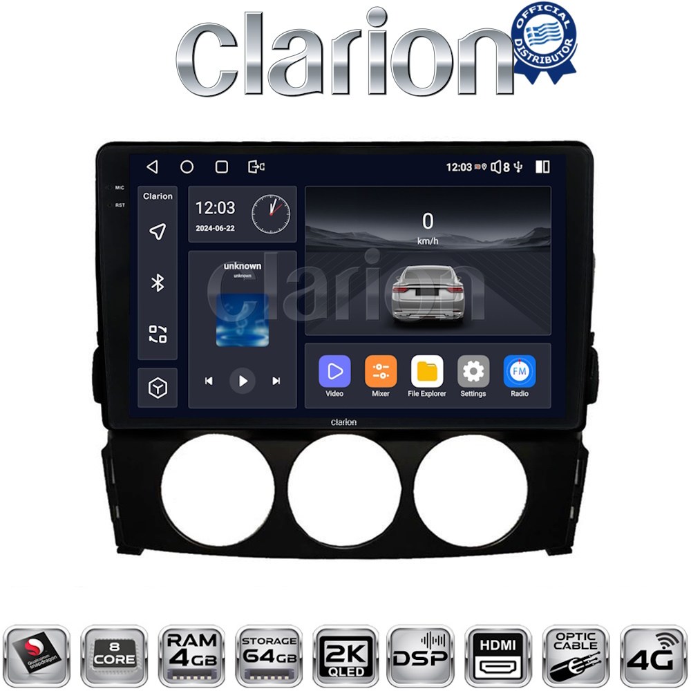 CLARION GL74530 Οθόνη OEM Multimedia Αυτοκινήτου για Mazda MX5 2005 > 2015 με CarPlay, AndroidAuto, BT, GPS